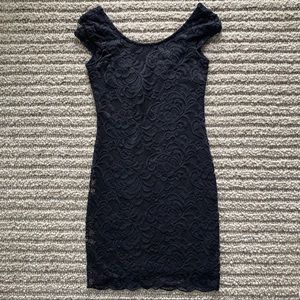 H&M Black Fitted Lace Mini Dress
